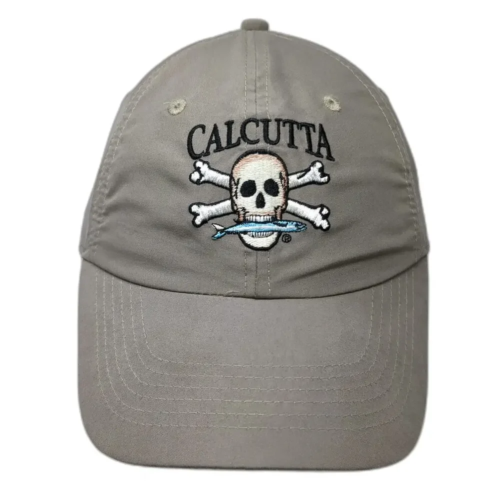 Calcutta Baseball Cap Brown One Size Skull Crossbones Fish Logo Strapback Hat